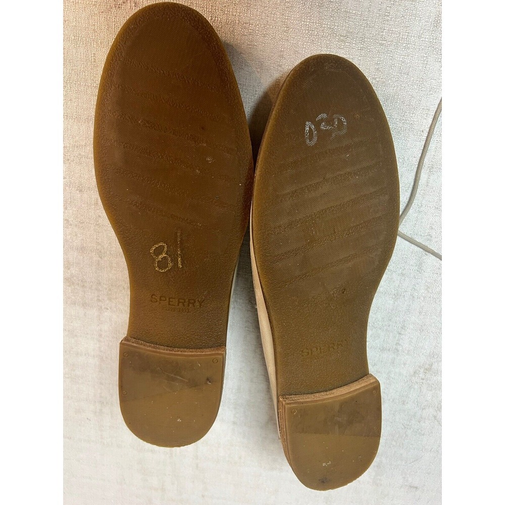 SPERRY Womens Leather Slip on Shoes Tie up bone beige Size 11 - Picture 12 of 12